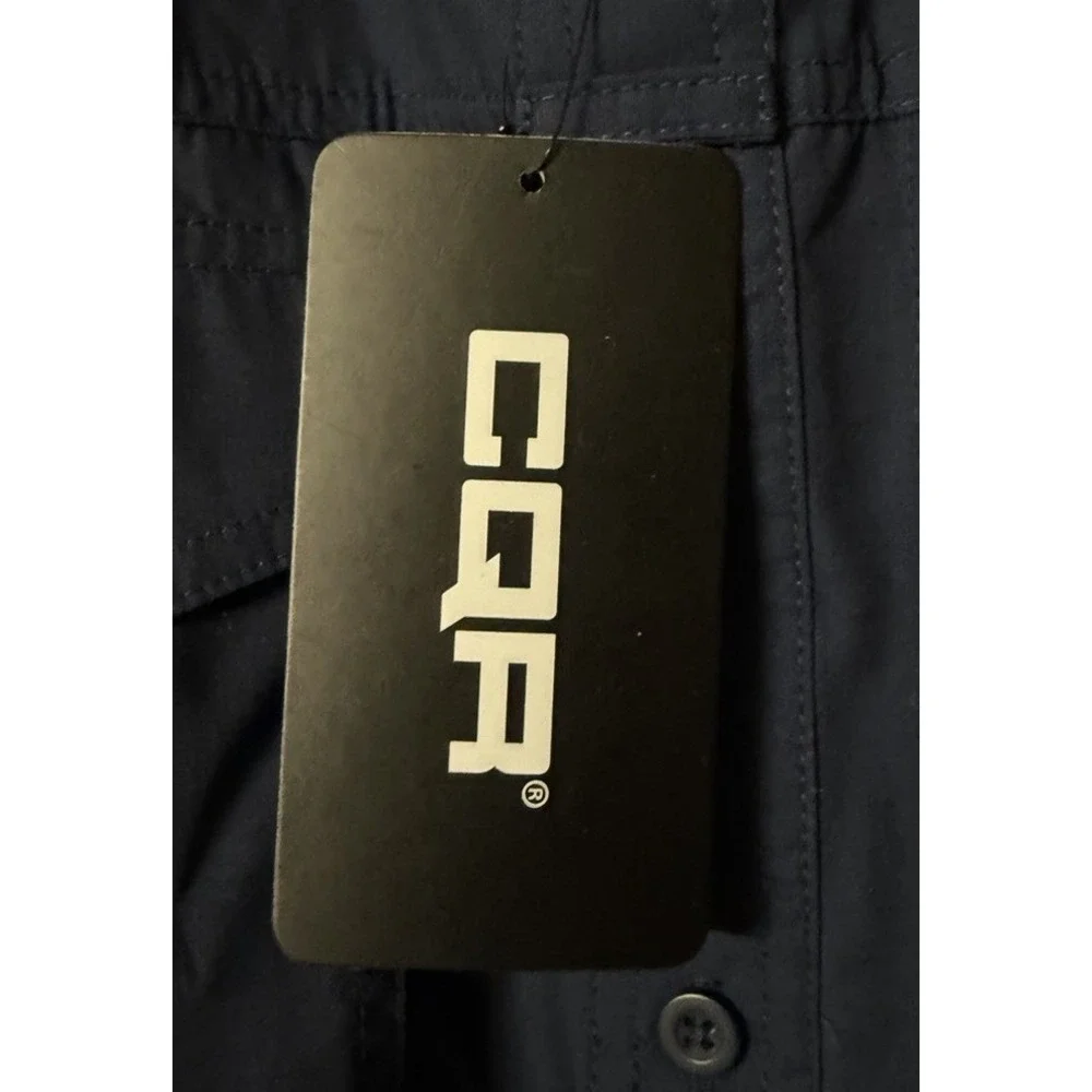 NWT CQR Gear Tactical Series Mens Short Sleeve Navy Blue Button Up Shirt 2XL